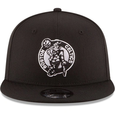 Shop New Era Black Boston Celtics Black & White Logo 9fifty Adjustable Snapback Hat