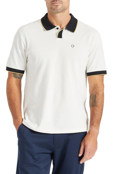 Shop Brixton Pipe Trim Short Sleeve Polo In Off White/ Black