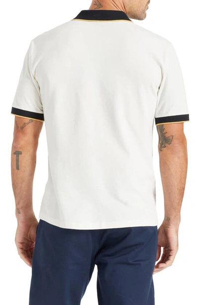 Shop Brixton Pipe Trim Short Sleeve Polo In Off White/ Black