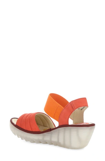 Fly London Yiko Platform Wedge Sandal In 003 Devil Red Cupido