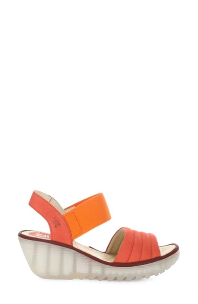 Fly London Yiko Platform Wedge Sandal In 003 Devil Red Cupido