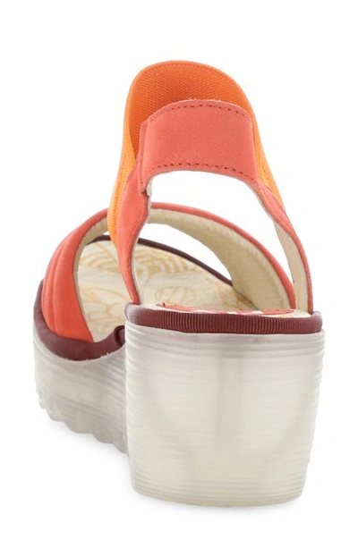 Fly London Yiko Platform Wedge Sandal In 003 Devil Red Cupido