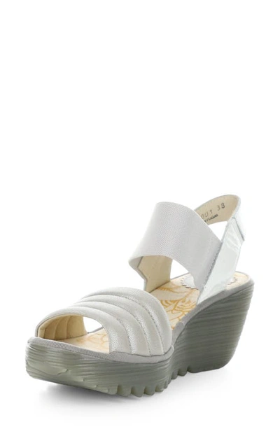 Shop Fly London Yiko Platform Wedge Sandal In Silver/white Borgogna/luxor