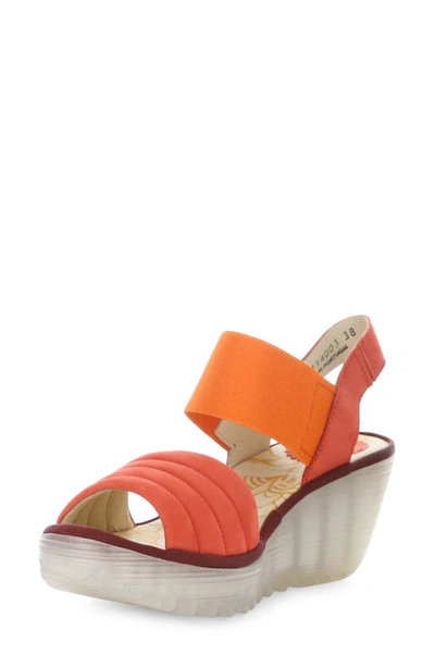 Fly London Yiko Platform Wedge Sandal In 003 Devil Red Cupido