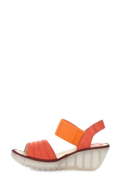 Shop Fly London Yiko Platform Wedge Sandal In 003 Devil Red Cupido