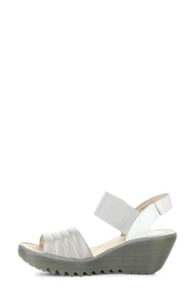 Shop Fly London Yiko Platform Wedge Sandal In Silver/white Borgogna/luxor