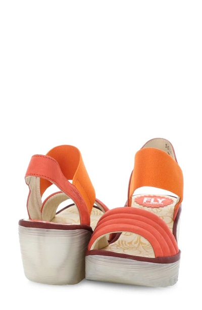 Fly London Yiko Platform Wedge Sandal In 003 Devil Red Cupido
