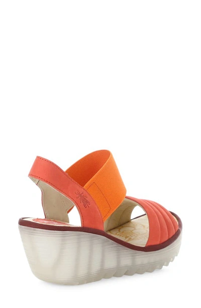 Fly London Yiko Platform Wedge Sandal In 003 Devil Red Cupido