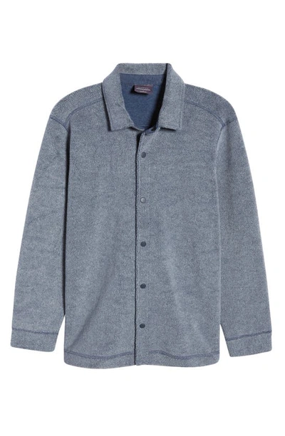Shop Johnston & Murphy Reversible Fleece Shirt Jacket In Navy