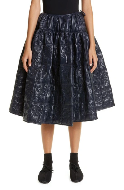 Shop Cecilie Bahnsen Rosie Floral Quilted Midi Skirt In Navy Blue