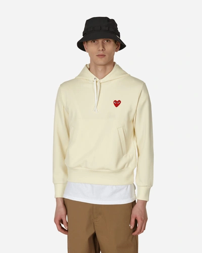 Comme Des Garçons Play Small Heart Hooded Sweatshirt In Beige