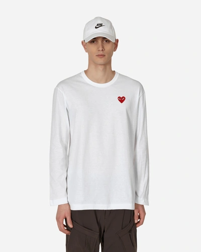 Comme Des Garçons Play Embroidered Logo T-shirt In White