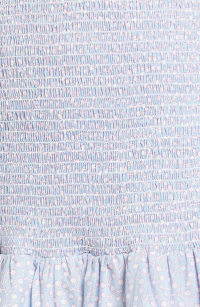 French Connection Diana Smocked Recycled Polyester Miniskirt In Forget Me Not Multi
