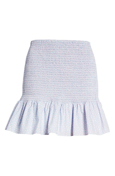 French Connection Diana Smocked Recycled Polyester Miniskirt In Forget Me Not Multi