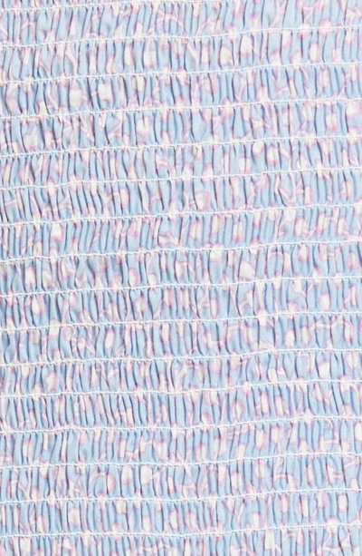 French Connection Diana Smocked Recycled Polyester Miniskirt In Forget Me Not Multi