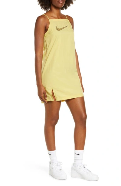 Shop Nike Sportswear Swoosh Camisole Dress In Celery/ Black/ Barley