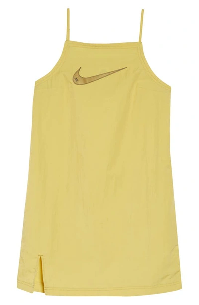 Shop Nike Sportswear Swoosh Camisole Dress In Celery/ Black/ Barley
