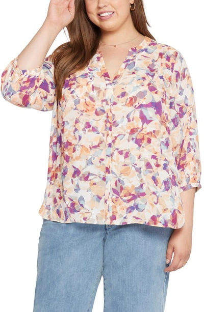 Shop Nydj Semisheer Pintuck Blouse In Fallen Leaf