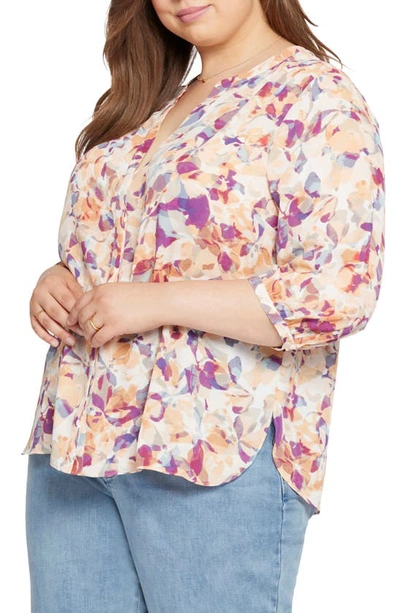 Nydj Semisheer Pintuck Blouse In Fallen Leaf