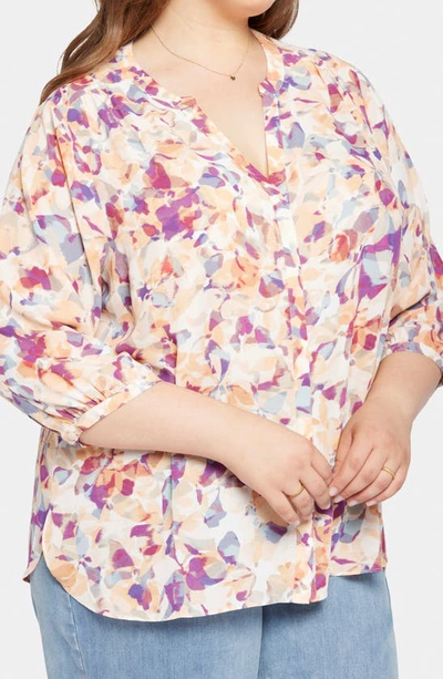 Nydj Semisheer Pintuck Blouse In Fallen Leaf