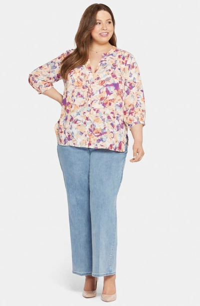 Nydj Semisheer Pintuck Blouse In Fallen Leaf