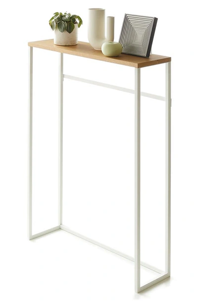 Shop Yamazaki Narrow Entryway Wood Top Console Table In White