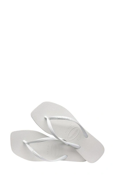 Havaianas High Light Wedge Flip Flops In White
