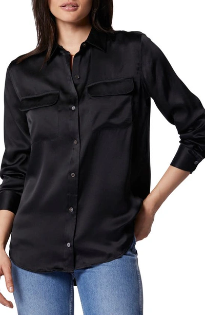 Shop Equipment Signature Silk Button Up Silk Shirt In True Black