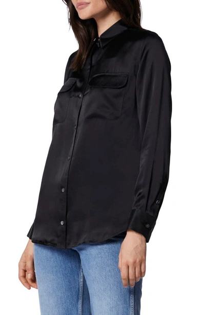 Shop Equipment Signature Silk Button Up Silk Shirt In True Black