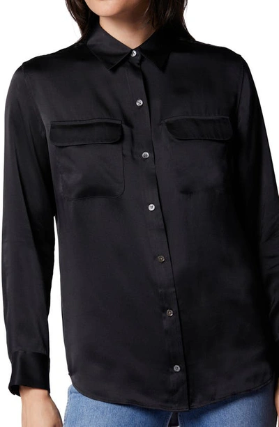 Shop Equipment Signature Silk Button Up Silk Shirt In True Black