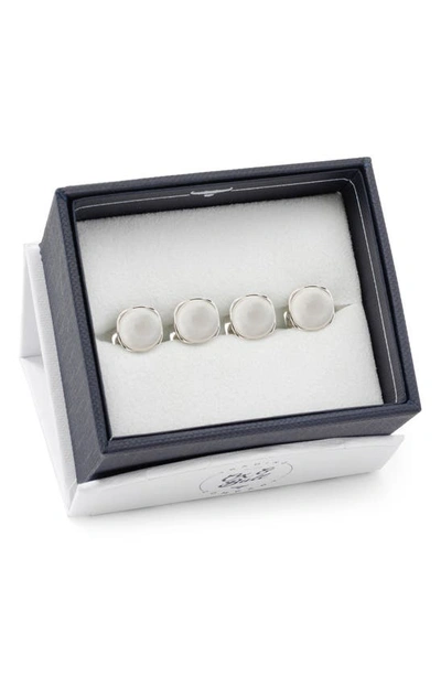 Shop Cufflinks, Inc Set Of 4 Sterling Silver & Mother-of-pearl Studs In White