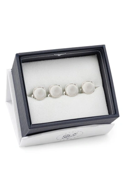 Cufflinks, Inc . Set Of 4 Sterling Silver & Mother-of-pearl Studs In White