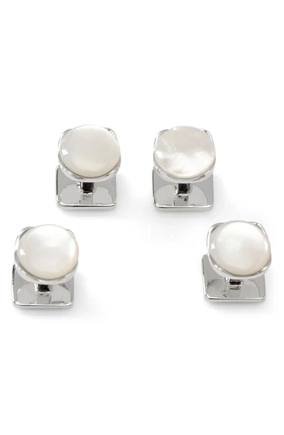 Cufflinks, Inc . Set Of 4 Sterling Silver & Mother-of-pearl Studs In White