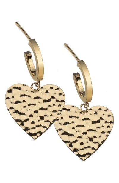 Shop Jennifer Zeuner Suzy Heart Huggie Hoop Earrings In Yellow Gold Plated