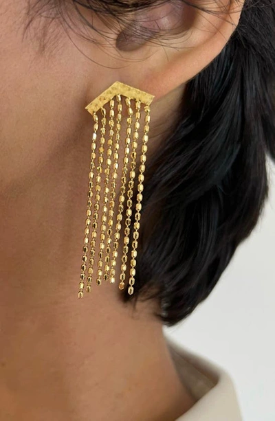 Shop Jennifer Zeuner Kira Drop Earrings In Yellow Gold Plated