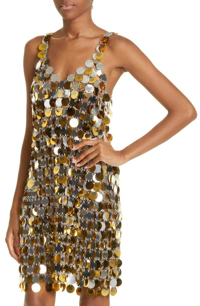 Shop Rabanne Aubrey Sleeveless Paillette Dress In Silver/ Gold