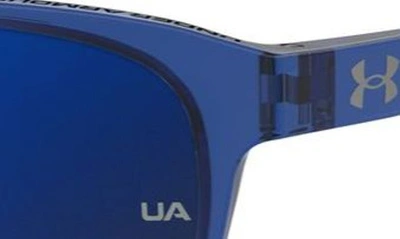 Shop Under Armour Skylar 53mm Round Sunglasses In Blue Crystal/ Blue Sky Mirror