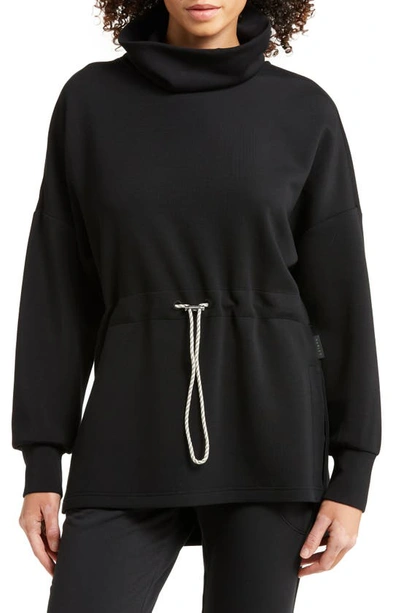 Shop Varley Freya Funnel Neck Sweatshirt In Black