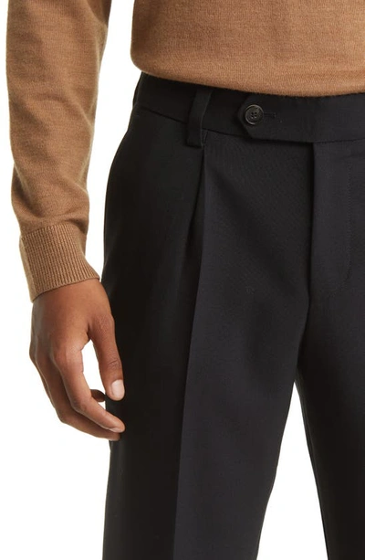 Shop Hugo Boss Perin Pleated Wool Blend Trousers In Black