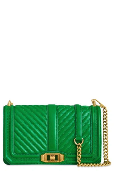 Shop Rebecca Minkoff Love Chevron Quilted Leather Crossbody Bag In Envy