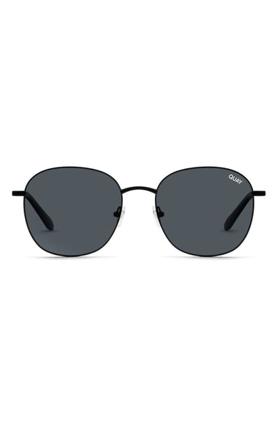 Shop Quay Jezabell 53mm Polarized Round Sunglasses In Black / Smoke Polarized Lens