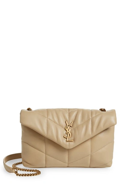 Shop Saint Laurent Toy Loulou Puffer Quilted Leather Crossbody Bag In Avorio