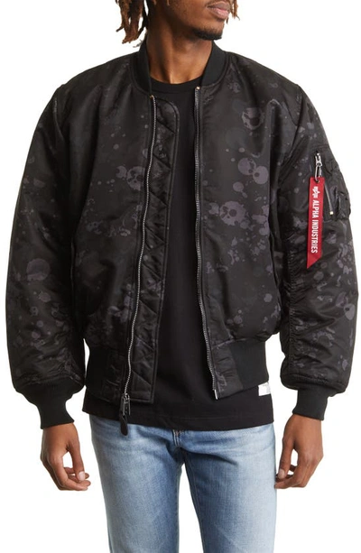 Shop Alpha Industries Ma-1 Reversible Bomber Jacket In Territory Black Camo