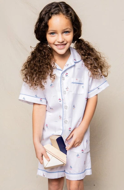 Petite Plume Kid's Bateau Sailboat 2-piece Pajama Set In White