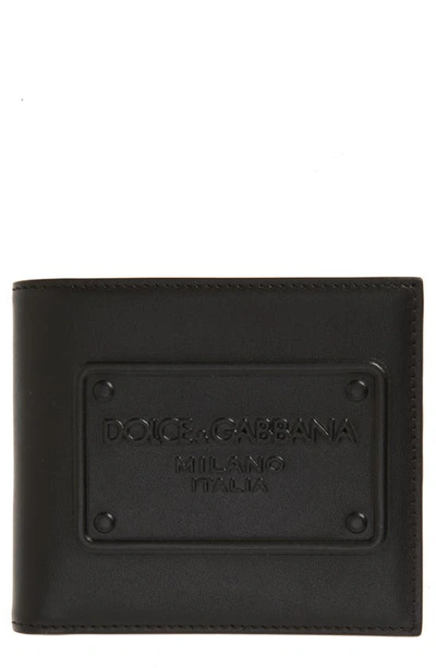 Shop Dolce & Gabbana Logo Embossed Bifold Leather Wallet In Black