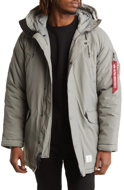 Shop Alpha Industries N-3b Altitude Mod Hooded Parka In Vintage Gray