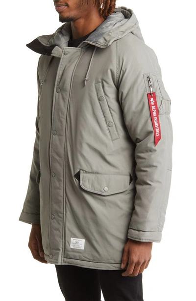 Shop Alpha Industries N-3b Altitude Mod Hooded Parka In Vintage Gray