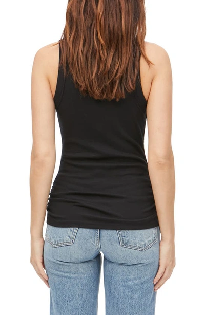 Shop Michael Stars Halley Side Ruched Tank In Black