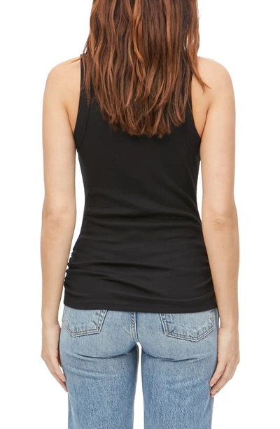 Michael Stars Halley Side Ruched Tank In Black