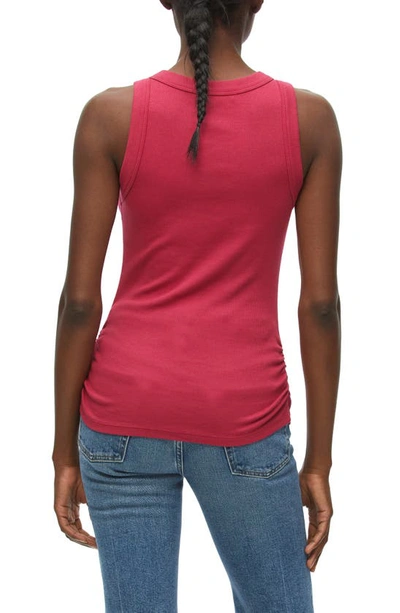 Shop Michael Stars Halley Side Ruched Tank In Sangria